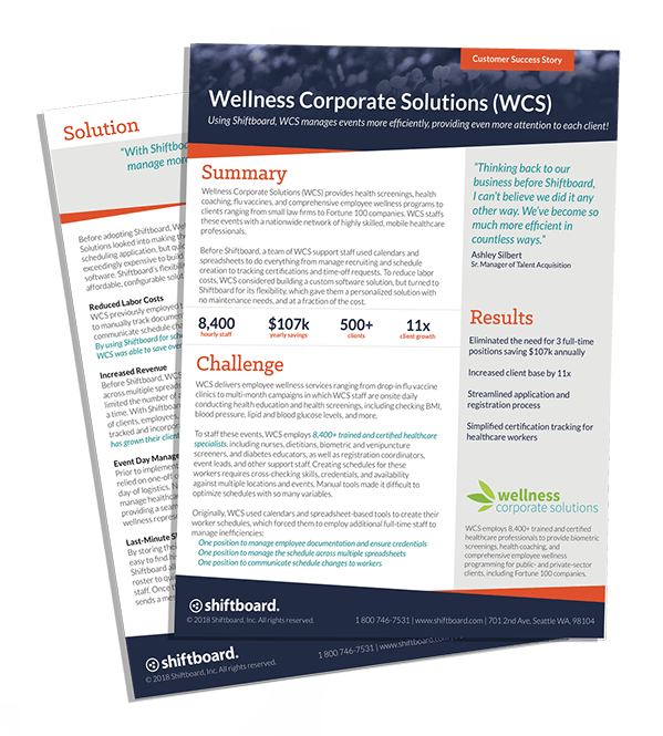 Wellness Corporate Solutions Case Study | Shiftboard